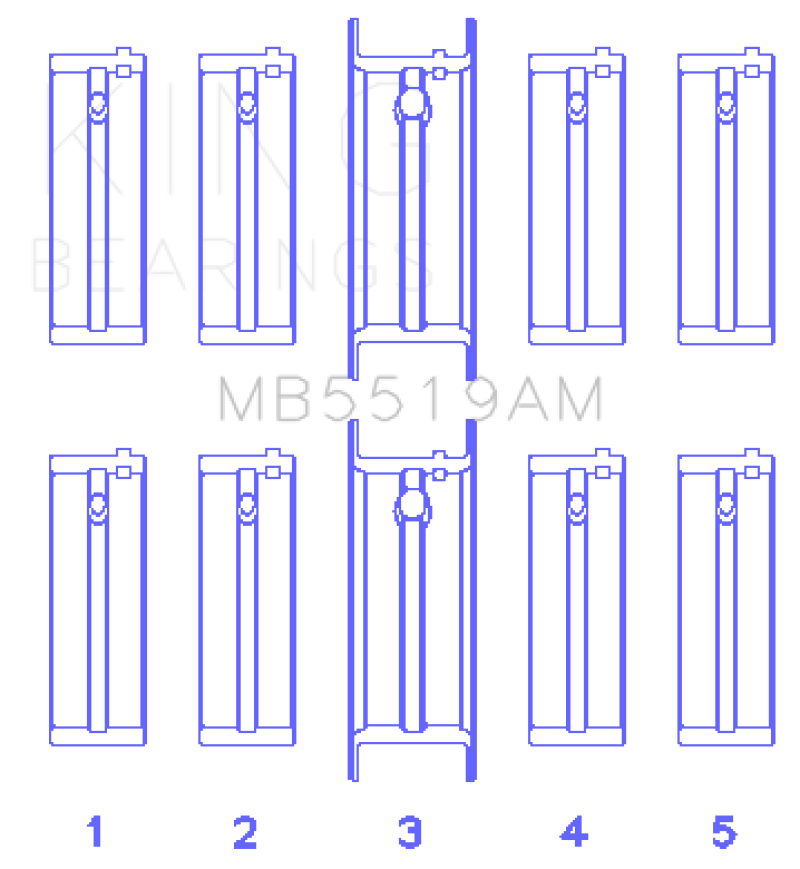 King Engine Bearings Daewoo/Opel/Vauxhall (Size 0.5) Main Bearing Set