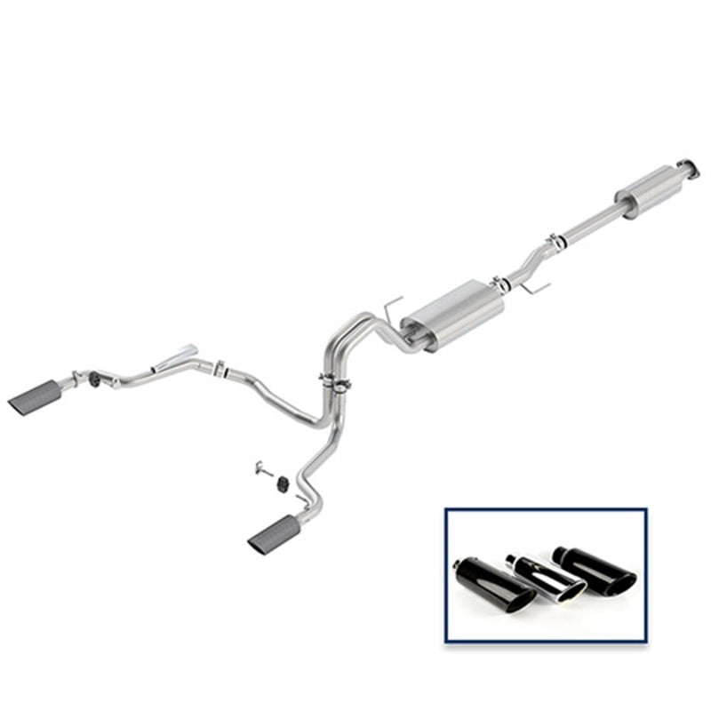 Ford Racing 15-18 F-150 5.0L Cat-Back Touring Exhaust System - Rear Exit Carbon Fiber Tips