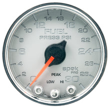 Load image into Gallery viewer, Autometer Spek-Pro Gauge Fuel Press 2 1/16in 30psi Stepper Motor W/Peak &amp; Warn Slvr/Chrm