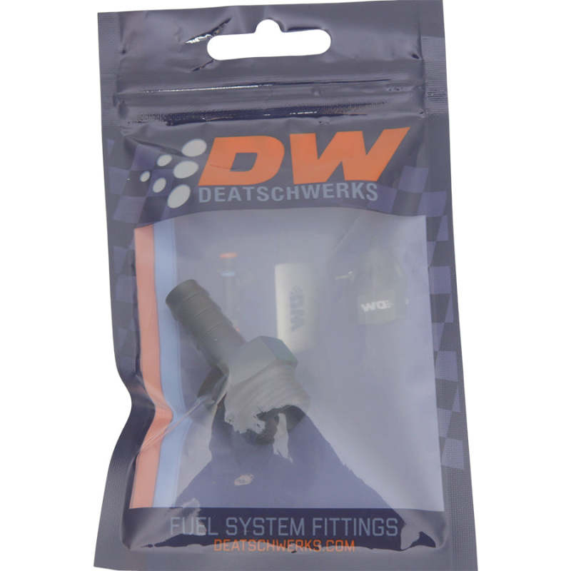 DeatschWerks 8AN ORB Male to 3/8in Male Triple Barb Fitting (Incl O-Ring) - Anodized Matte Black