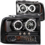 ANZO 2005-2007 Ford Excursion Projector Headlights w/ Halo Black w/ LED Strip (CCFL) 1pc