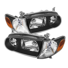 Load image into Gallery viewer, Xtune Toyota Corolla 01-02 Crystal Headlights w/ Amber Corner Lights Black HD-JH-TC01-AM-BK