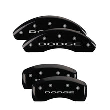 Load image into Gallery viewer, MGP 4 Caliper Covers Engraved Front &amp; Rear With out stripes/Dodge Black finish silver ch