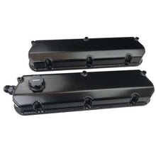Load image into Gallery viewer, Moroso Ford 302/351W 2-3/4in Tall Aluminum Valve Covers - Black (w/-12AN Vac Fitting &amp; Oil Fill)