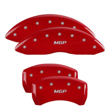 Load image into Gallery viewer, MGP Front set 2 Caliper Covers Engraved Front With out stripes/Dodge Red finish silver ch