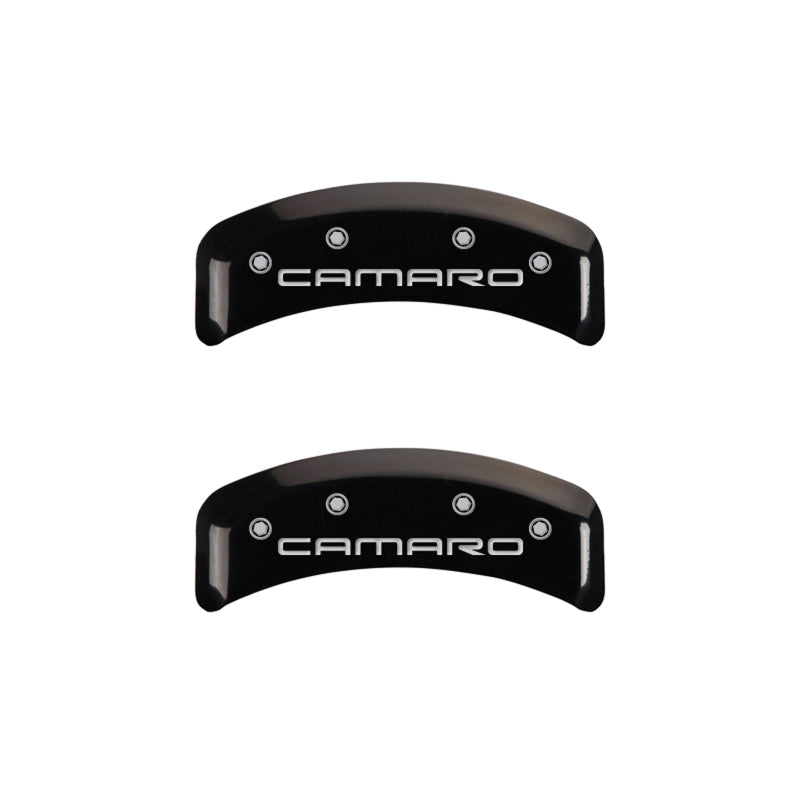 MGP 4 Caliper Covers Engraved Front & Rear Gen 4/Camaro Black finish silver ch