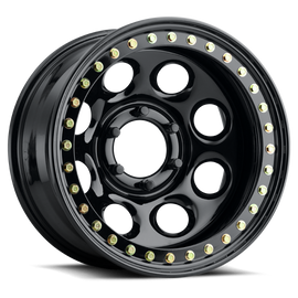 Raceline RT81 Rock 8 17x9.5in / 5x127 BP / -44mm Offset / 83.82mm Bore - Gloss Black Beadlock Wheel