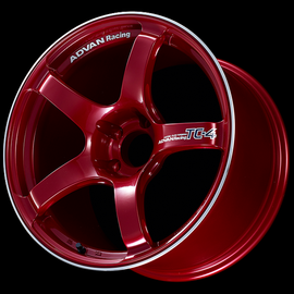 Advan TC4 18x8.0 / +42 Offset / 5x112 / 66.5mm Bore / Racing Candy Red and Ring