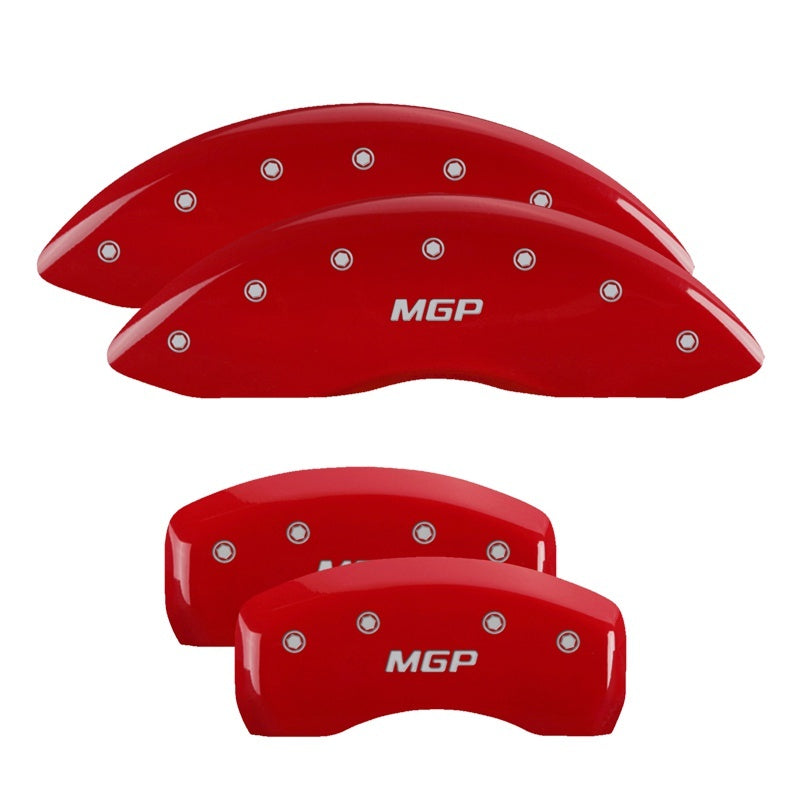 MGP 4 Caliper Covers Engraved Front & Rear MGP Red Finish Silver Char 2017 Toyota Corolla IM