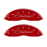 MGP 4 Caliper Covers Engraved Front & Rear Cursive/Challenger Red finish silver ch