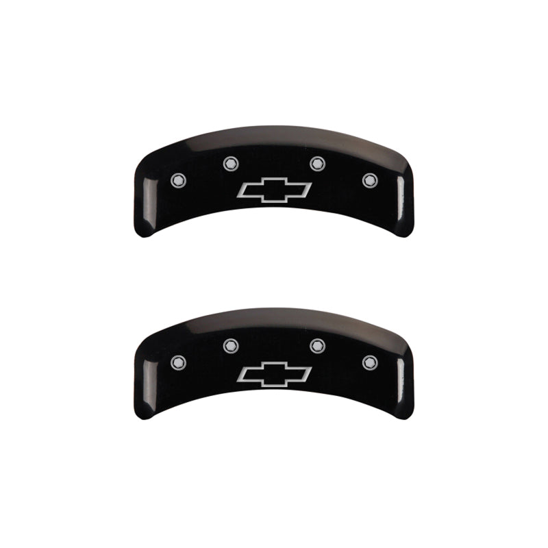 MGP 4 Caliper Covers Engraved Front & Rear Bowtie Black finish silver ch