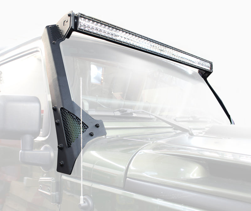 Go Rhino 07-18 Jeep Wrangler JK/JKU (Ex Mjve/392/4xe) Windshield Light Bar Mount Brkt - 50in Sgl Row