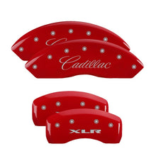 Load image into Gallery viewer, MGP 4 Caliper Covers Engraved Front Cursive/Cadillac Engraved Rear XLR Red finish silver ch