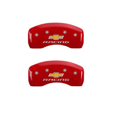 Load image into Gallery viewer, MGP 4 Caliper Covers Engraved Front &amp; Rear Chevy Racing Red Finish Silver Char 2019 Chevrolet Malibu