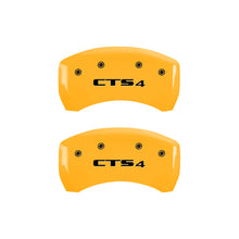 Load image into Gallery viewer, MGP 4 Caliper Covers Engraved Front Cursive/Cadillac Engraved Rear CTS4 Yellow finish black ch