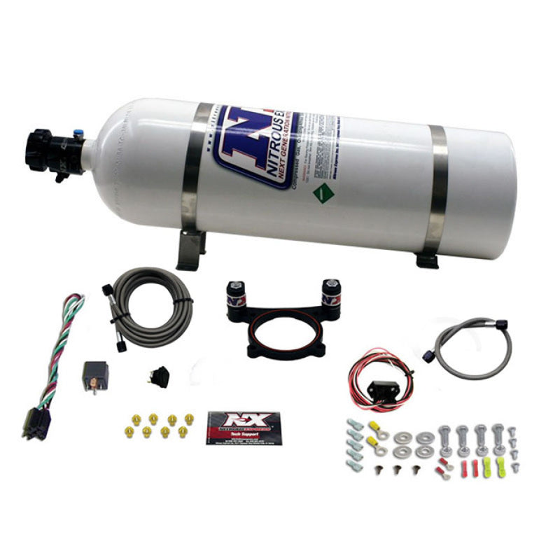 Nitrous Express 11-15 Ford Mustang GT 5.0L Coyote 4 Valve Nitrous Plate Kit (50-200HP) w/15lb Bottle