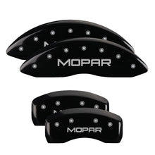 Load image into Gallery viewer, MGP 4 Caliper Covers Engraved Front &amp; Rear MOPAR Black finish silver ch