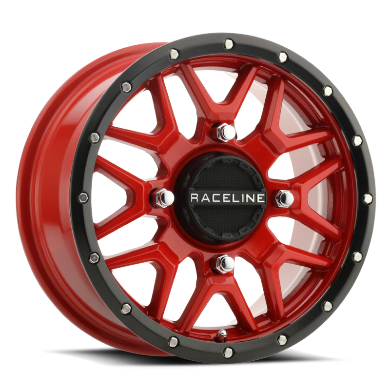 Raceline A94R Krank 15x7in / 4x156 BP / 10mm Offset / 132.5mm Bore - Red & Black Lip Wheel