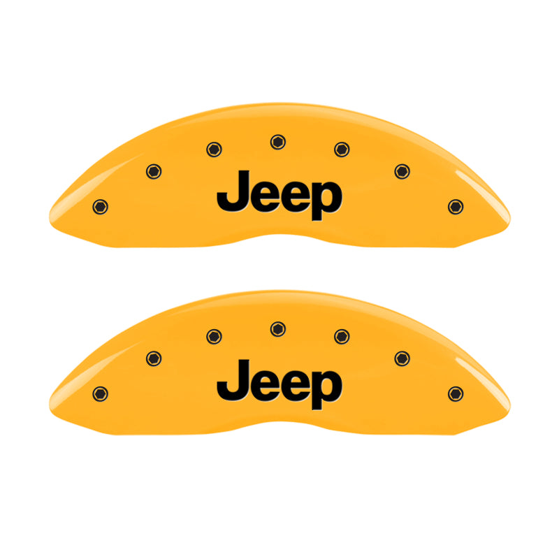 MGP 4 Caliper Covers Engraved Front & Rear Jeep Yellow Finish Black Char 2004 Jeep Grand Cherokee