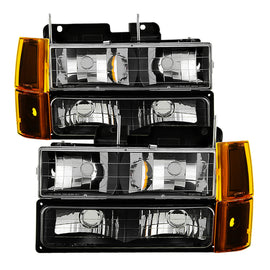 xTune GMC Yukon 94-99 Headlights w/ Corner & Parking Lights 8pcs Sets -Black HD-JH-GCK94-AM-BK-SET
