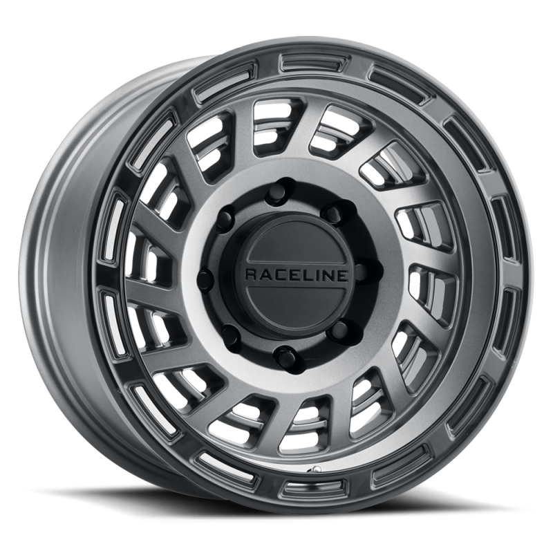 Raceline 957GB Halo 18x9in / 5x150 BP / 18mm Offset / 110.3mm Bore - Gunmetal & Black Lip Wheel