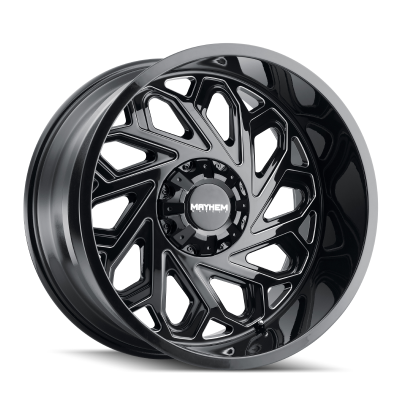 Mayhem 8112 Essex 20x12 / 8x165.1 BP / -51mm Offset / 125.2mm Hub Black w/ Milled Spokes Wheel