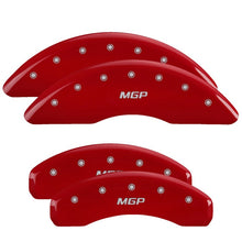 Load image into Gallery viewer, MGP 4 Caliper Covers Engraved Front &amp; Rear MGP Red Finish Silver Char 2018 Nissan Titan XD