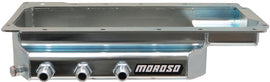 Moroso GM LS (w/Three Right Side Pick Ups) Fabricated Dry Sump 4in Steel Oil Pan