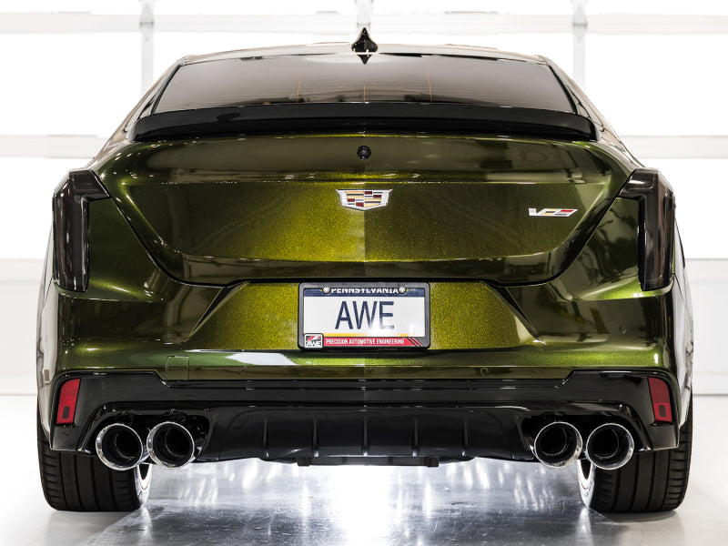 AWE Tuning 2021+ Cadillac CT4-V Blackwing SwitchPath Exhaust - Chrome Silver Tips