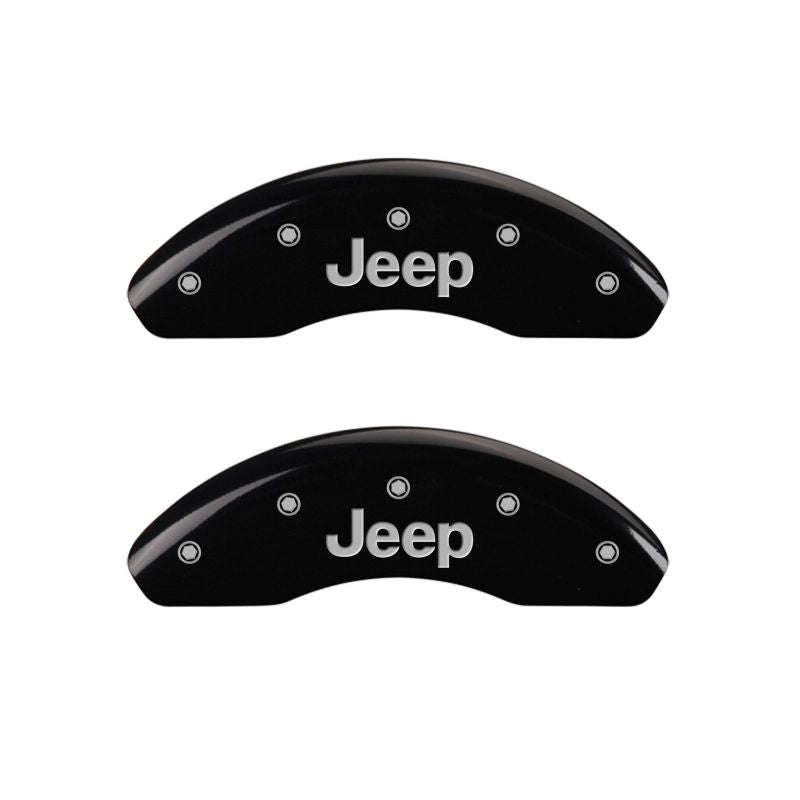 MGP 4 Caliper Covers Engraved Front & Rear JEEP Black finish silver ch