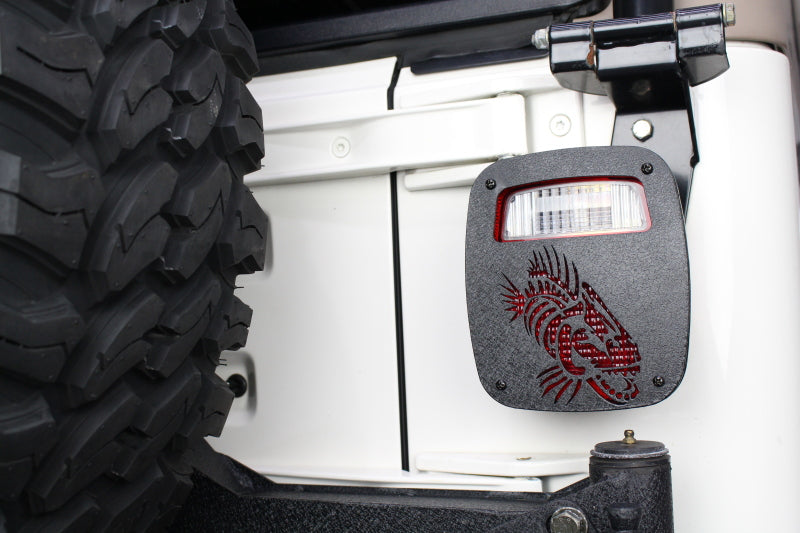 Fishbone Offroad Jeep Wrangler CJ YJ TJ Tail Light Covers - Black Textured Powdercoat