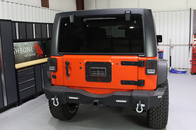 Fishbone Offroad 07-18 Jeep Wrangler JK - Black Textured Powdercoat Tail Light Covers