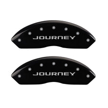 Load image into Gallery viewer, MGP 4 Caliper Covers Engraved Front &amp; Rear With out stripes/Journey Black finish silver ch