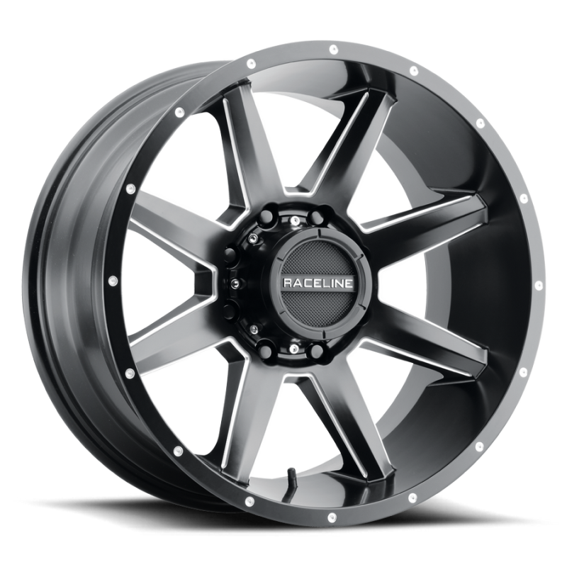 Raceline 954M Stryker 17x8.5in / 8x165.1 BP / 0mm Offset / 125.2mm Bore - Satin Black & Milled Wheel