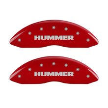 Load image into Gallery viewer, MGP 4 Caliper Covers Engraved Front &amp; Rear Hummer Red finish silver ch