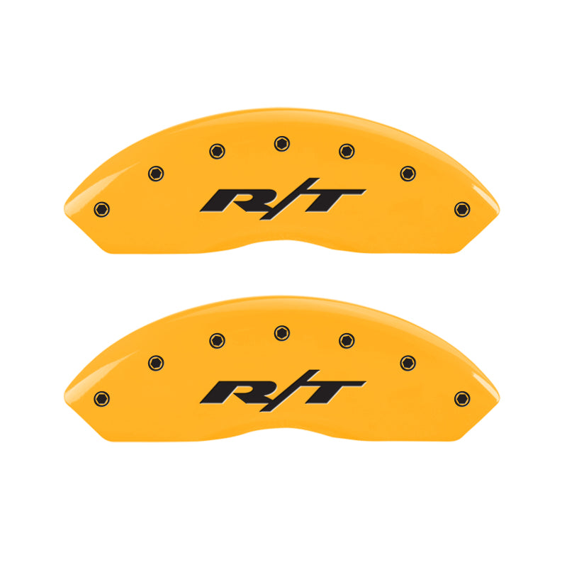 MGP 4 Caliper Covers Engraved Front & Rear RT Yellow finish black ch