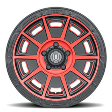 Load image into Gallery viewer, ICON Victory 17x8.5 6x135 6mm Offset 5in BS Satin Black w/Red Tint Wheel