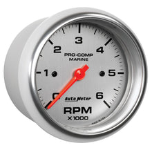 Load image into Gallery viewer, Autometer Marine Silver Ultra-Lite Gauge 3-3/8in Tachometer 6K RPM