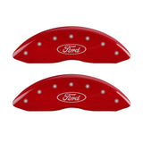 MGP Front set 2 Caliper Covers Engraved Front Oval logo/Ford Red finish silver ch