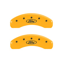 Load image into Gallery viewer, MGP 4 Caliper Covers Engraved Front &amp; Rear Oval logo/Ford Yellow finish black ch