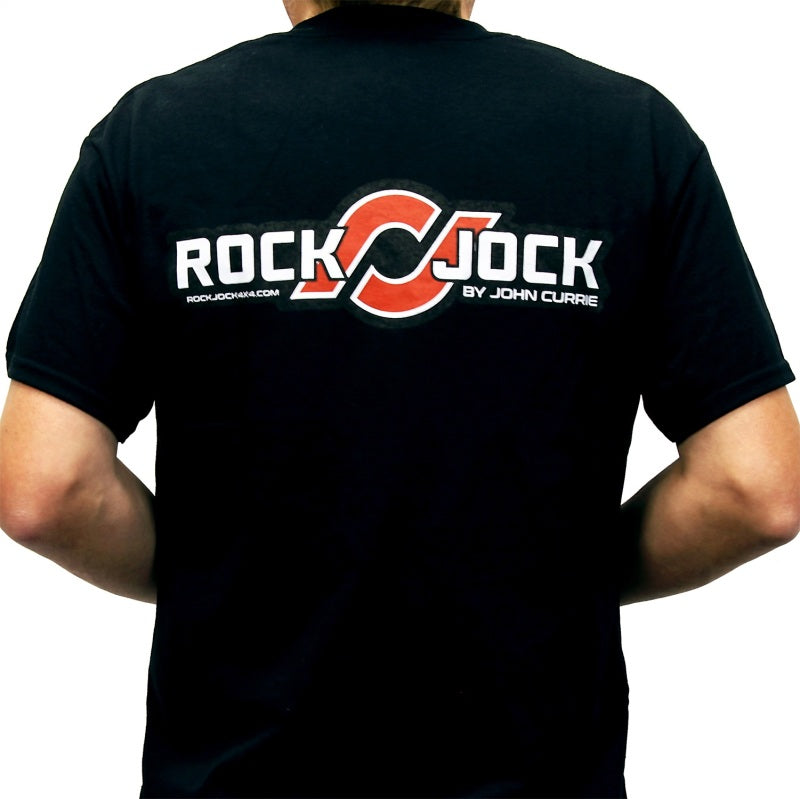 RockJock T-Shirt w/ Patch Logo on Front and Large Logo on Back Black Large