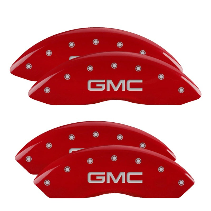 MGP 4 Caliper Covers Engraved Front & Rear GMC Red Finish Silver Char 2011 GMC Savana 2500