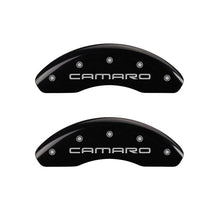 Load image into Gallery viewer, MGP 4 Caliper Covers Engraved Front &amp; Rear Gen 4/Camaro Black finish silver ch