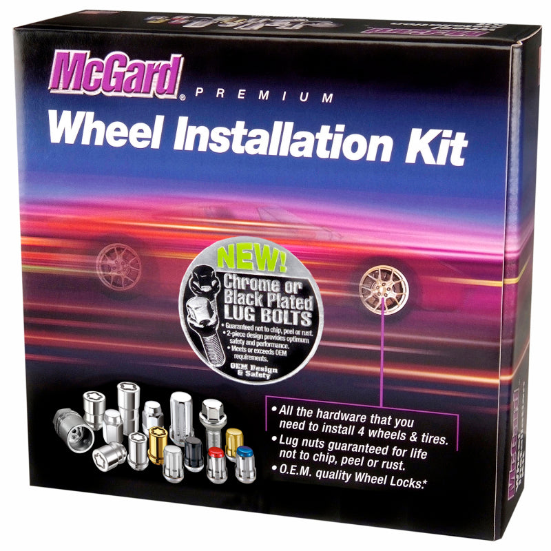 McGard 5 Lug Hex Install Kit w/Locks (Cone Seat Bolt) M12X1.25 / 17mm Hex / 25.6mm Shank L. - Chrome