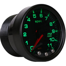 Load image into Gallery viewer, Autometer Spek-Pro Gauge Tach 2 1/16in 11K Rpm W/ Shift Light &amp; Peak Mem Blk/Smoke/Blk