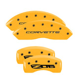 MGP 4 Caliper Covers Engraved Front C5/Corvette Engraved Rear C5/Z06 Yellow finish black ch