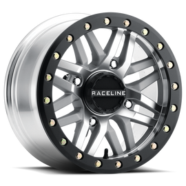 Raceline A91MA Ryno 15x7in/4x137 BP/10mm Offset/110.18mm Bore - Machined & Black Ring Beadlock Wheel