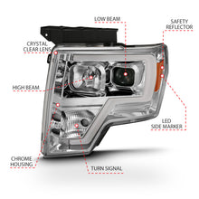 Load image into Gallery viewer, ANZO 2009-2014 Ford F-150 Projector Headlight Plank Style Chrome Amber