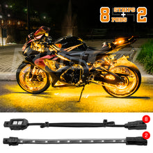 Load image into Gallery viewer, XK Glow Strips Single Color XKGLOW LED Accent Light Motorcycle Kit Amber - 8xPod + 2x8In