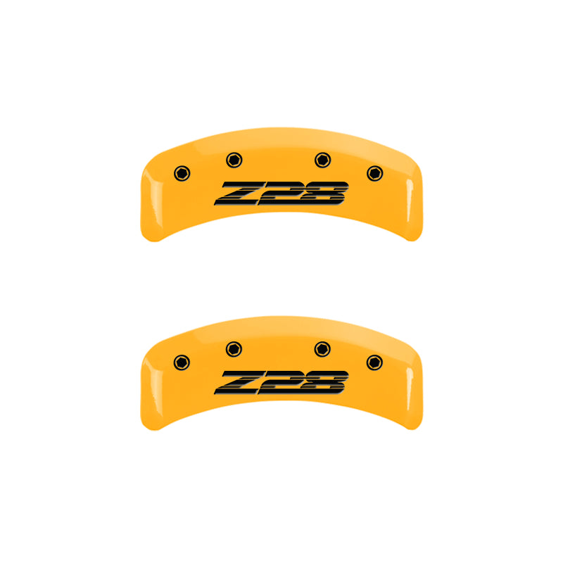 MGP 4 Caliper Covers Engraved Front Camaro Rear Z28 Yellow Finish Black Char 1997 Chevy Camaro